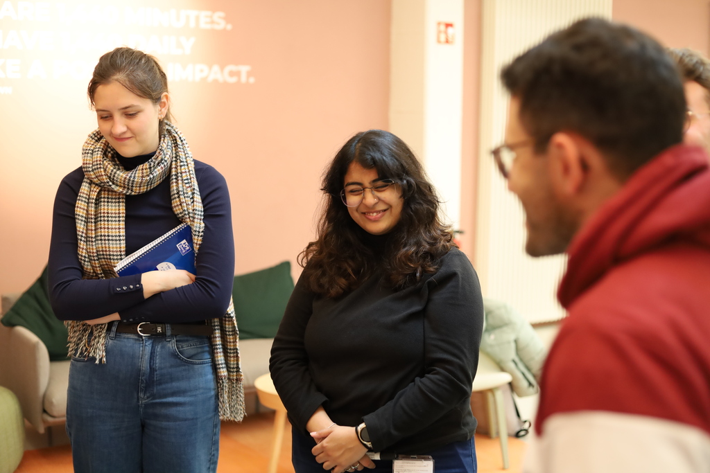 laughing researchers